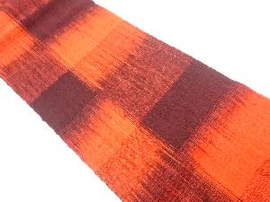 リサイクル　手織真綿紬変わり市松模様織出し名古屋帯
